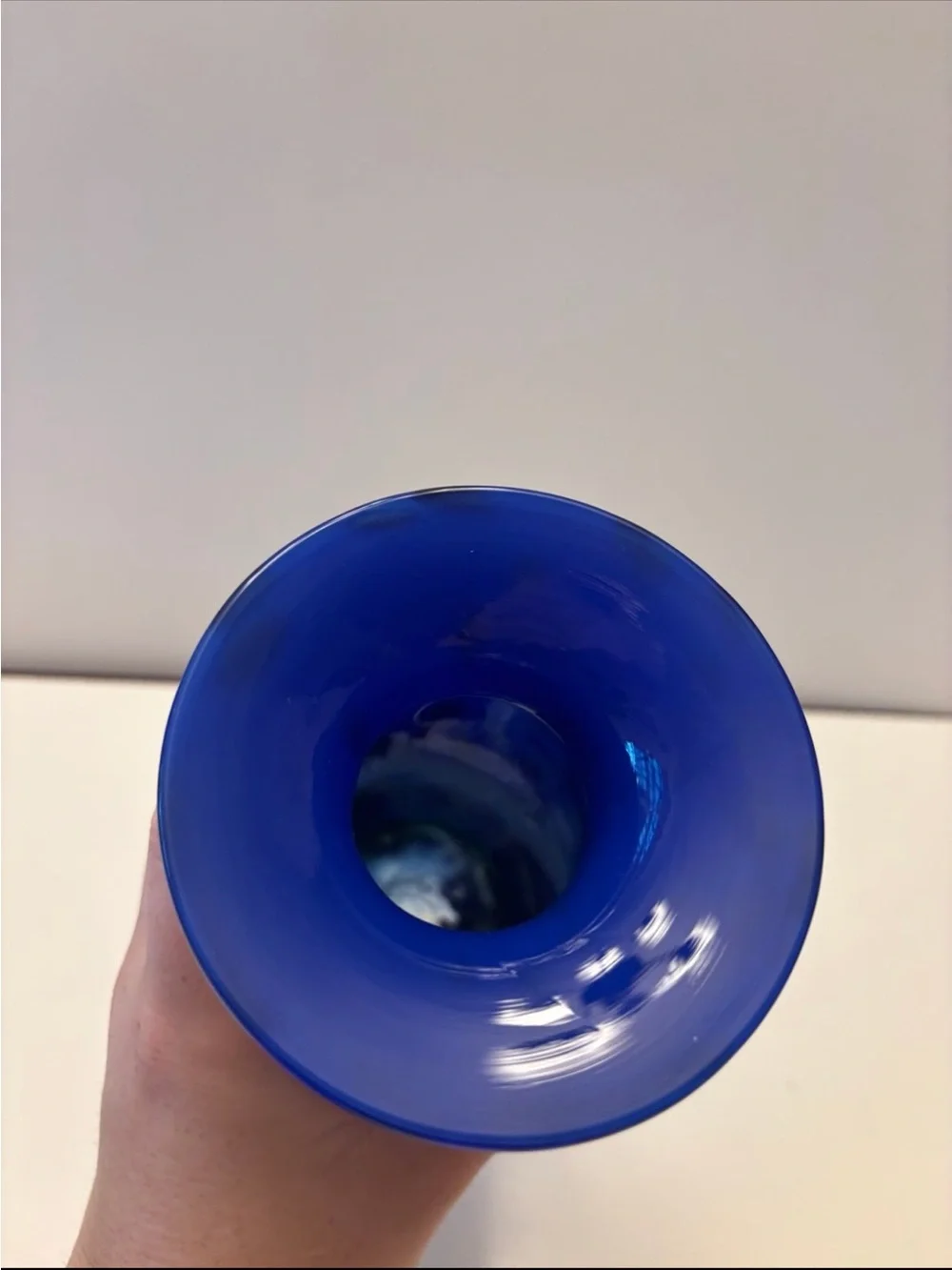 Mad art studio 2002 cobalt blue glass vase with multicolored speckle